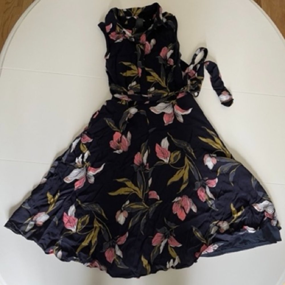 Navy blue, floral sleeveless dress